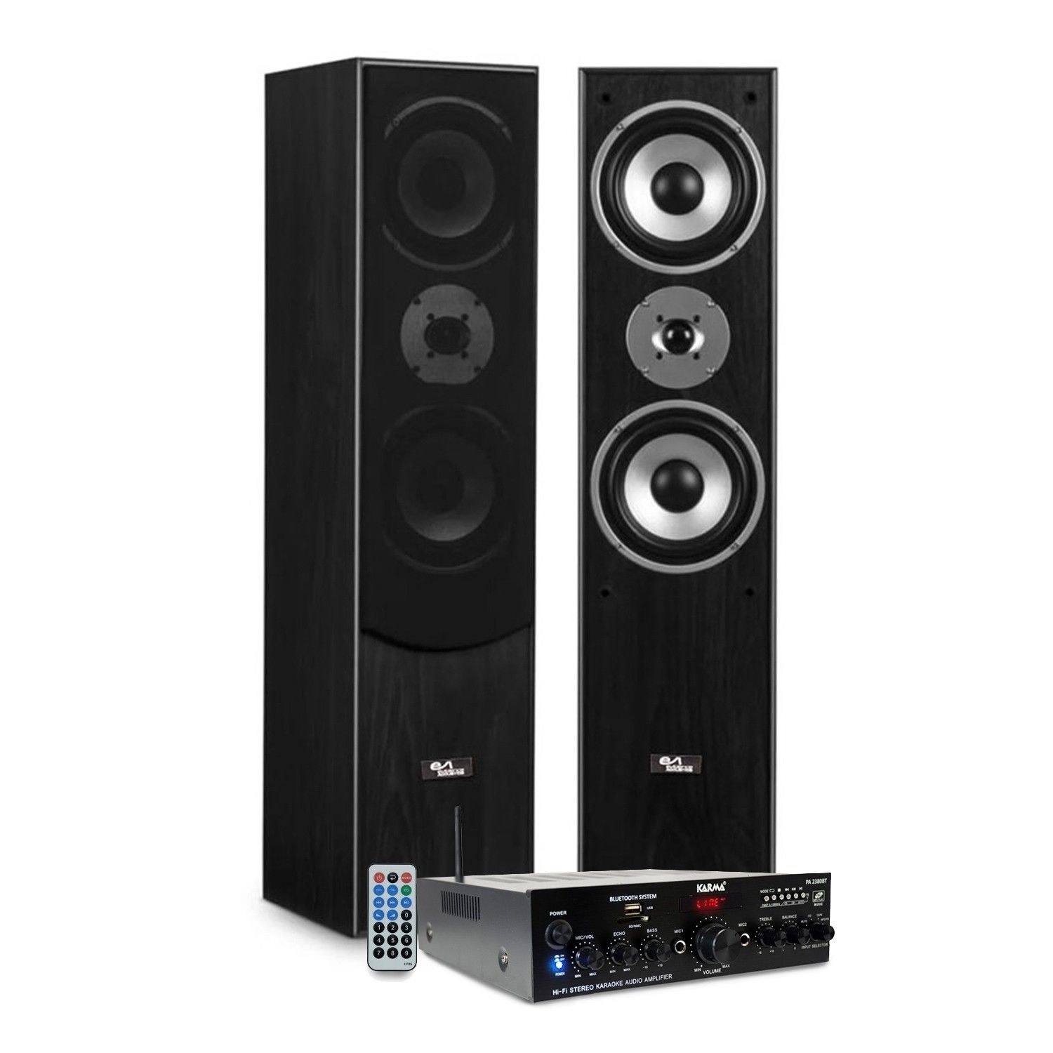 Evidence Acoustics EA700-BK Hi-Fi/Home Cinema Speakers - 1000W PMPO, 2x50W Stereo Amplifier, USB MP3 SD Bluetooth FM
