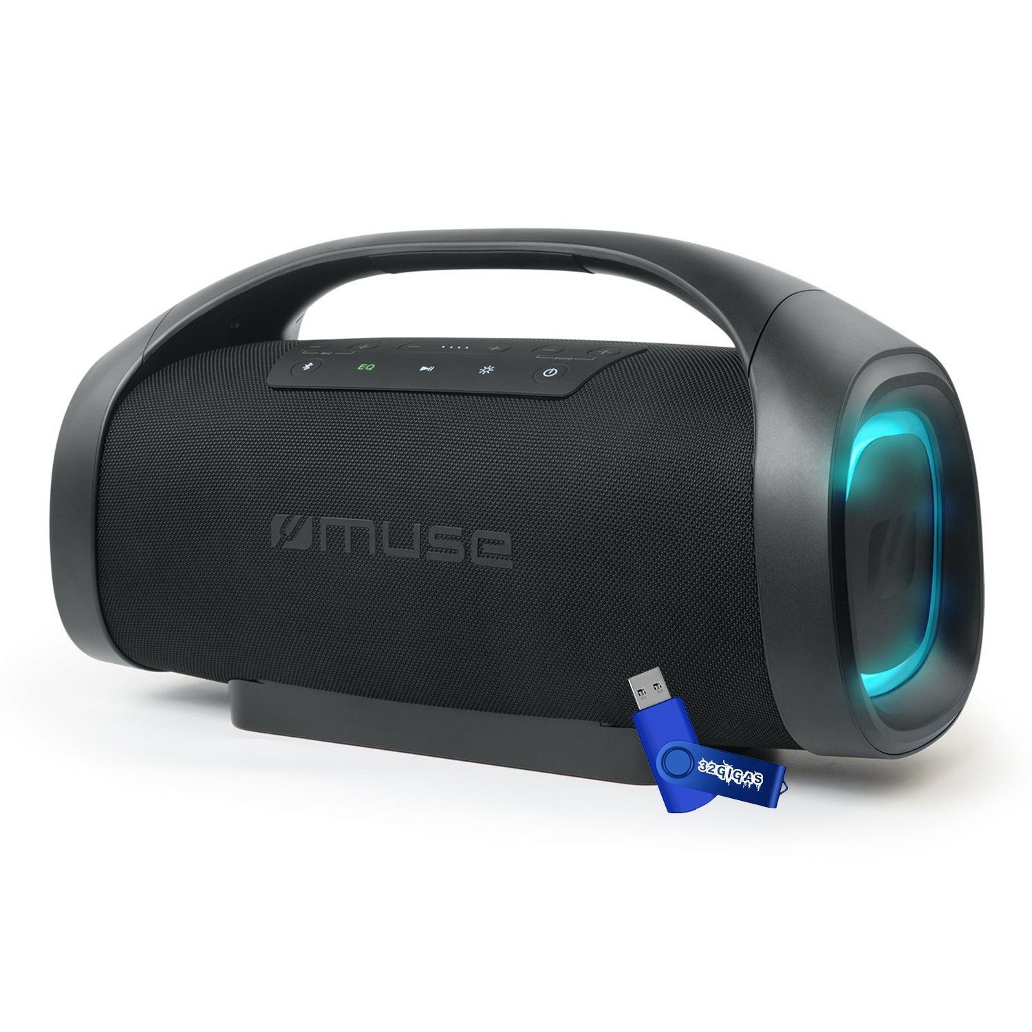 Altavoz Hi-Fi Muse M-980 BT USB con batería - 300W LED - Resistente a salpicaduras IPX6