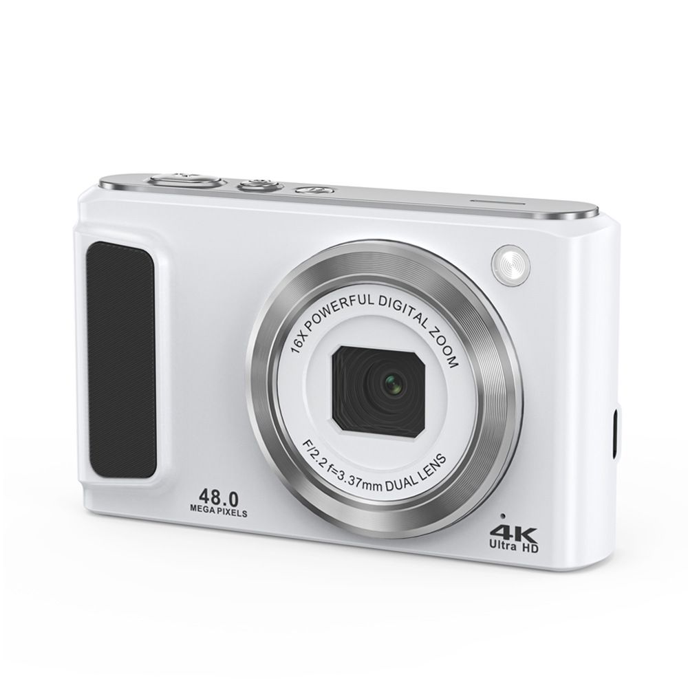 INF 4K HD Digital Camera with Dual Lenses and Image Stabilization - White