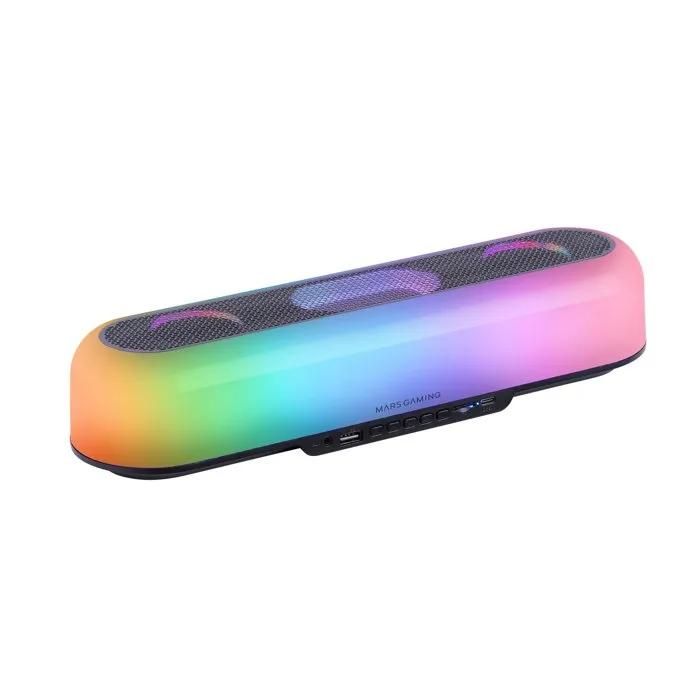 Mars Gaming MSB-ORB 20W Portable Speaker and Soundbar, Orbilight RGB 360, Triple Driver, Bluetooth 5.3/MicroSD/AUX/FM, Black