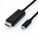 Adaptador y cable de vídeo Roline USB Tipo-C a HDMI, 2 m, Negro