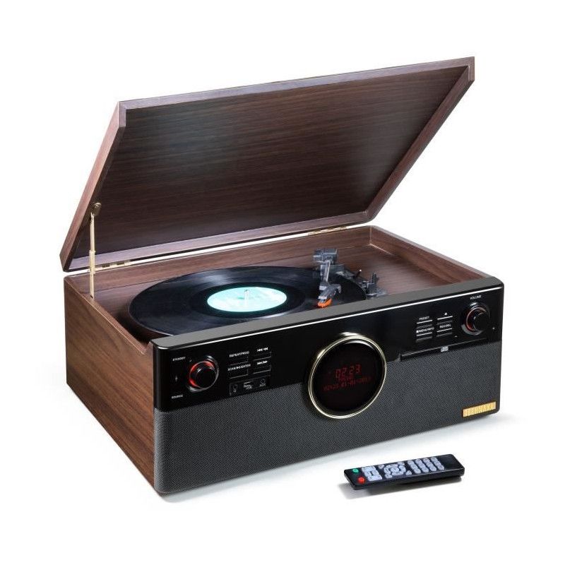 Lecteur de disques Technaxx TX-137 Bluetooth - Phono, cassette, CD, USB, entrée AUX, radio FM/DAB+
