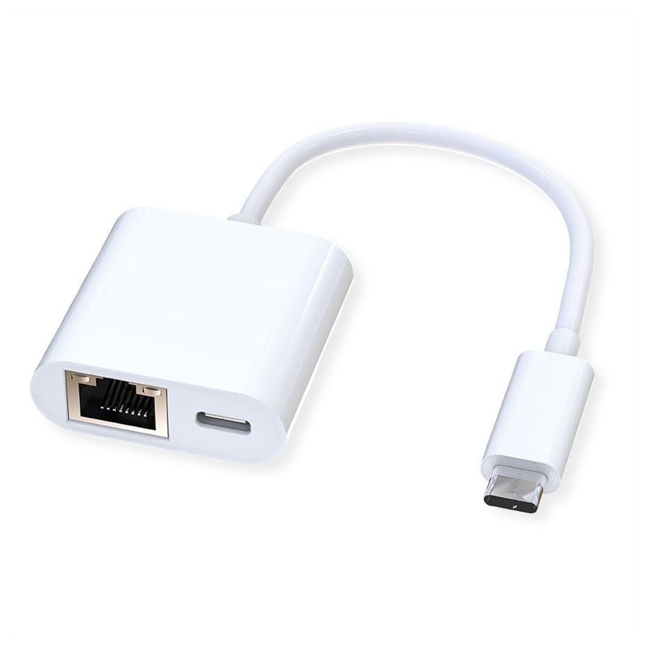 Roline USB 3.2 Gen 2 Type C to RJ-45 Cable Adapter, White