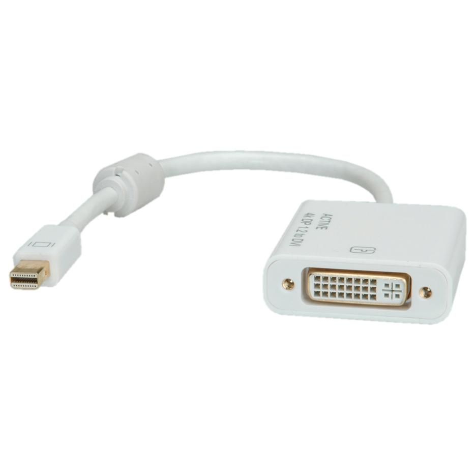 Adaptador Roline Mini DisplayPort a DVI, 0,1 m Blanco