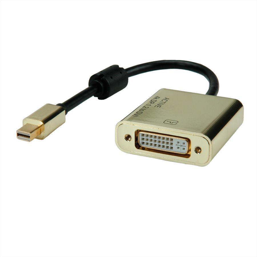 Adaptador Roline Mini DisplayPort a DVI 0,1 m Oro