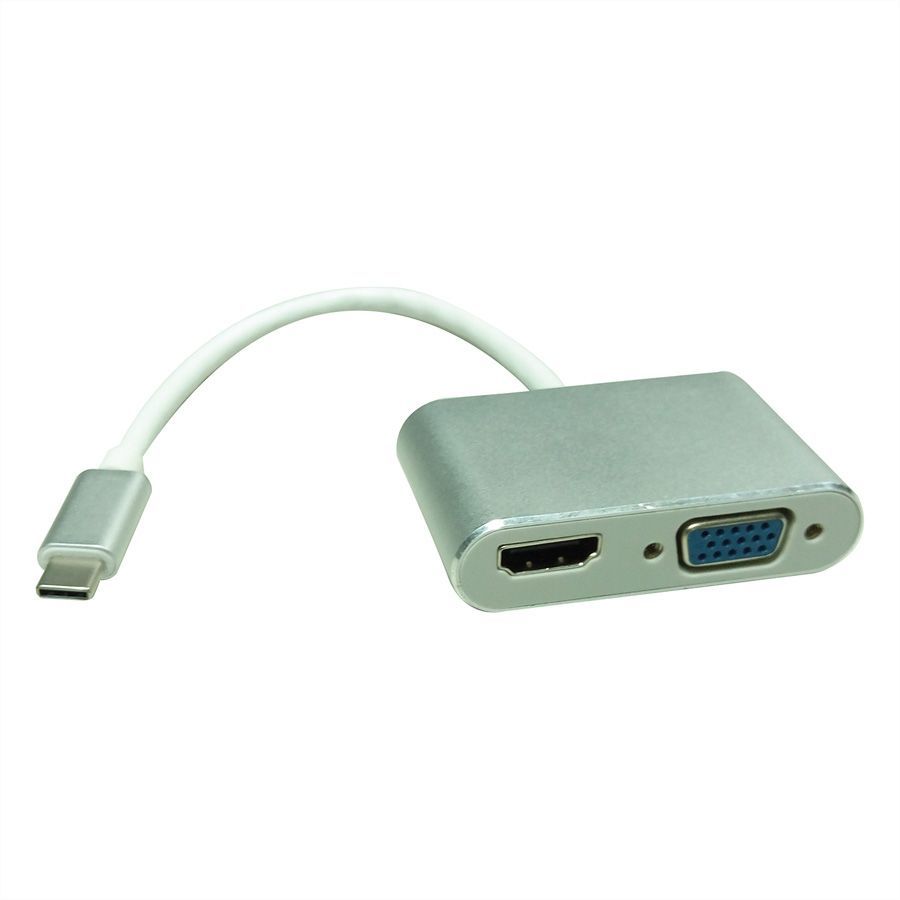 Roline USB Type-C to HDMI VGA Cable, 0.1m, Silver