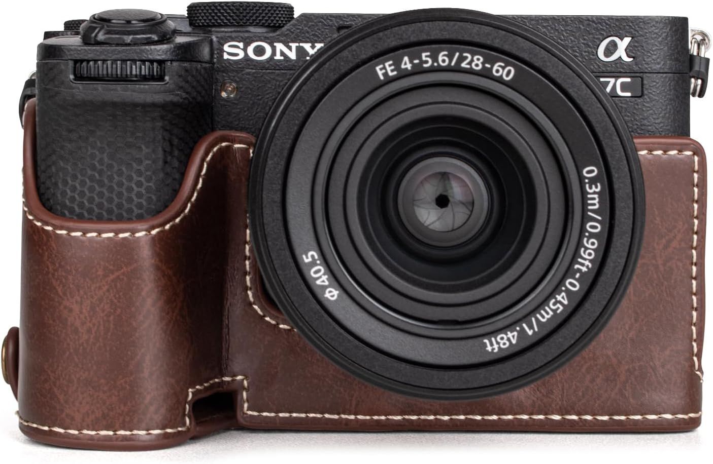 Sony A7C II Leather PU Case with Handle - Compatible with Sony Alpha 7C II/A7C Mark II, Coffee