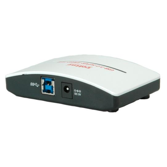 Roline USB 3.0 Hub - Black and White, 4 Ports with Power Supply