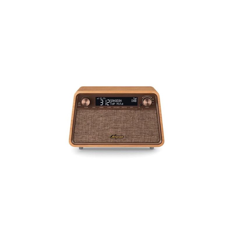 Sangean WR 201D Vintage Radio Alarm Clock DAB+ FM RDS Bluetooth AUX Cherry Natural