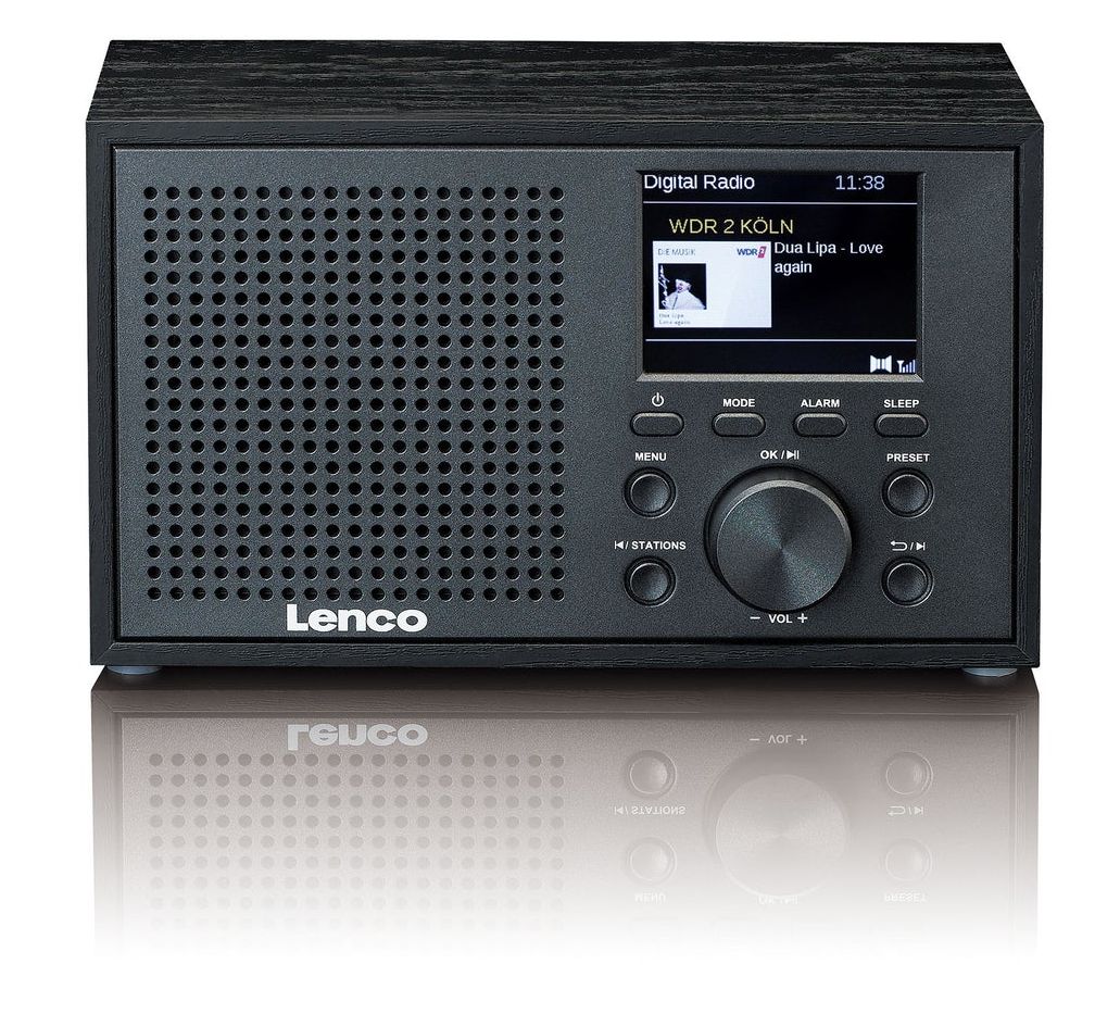 Lenco DAR-017BK - Compact and Stylish DAB+ FM Radio with Bluetooth and Wood Cabinet