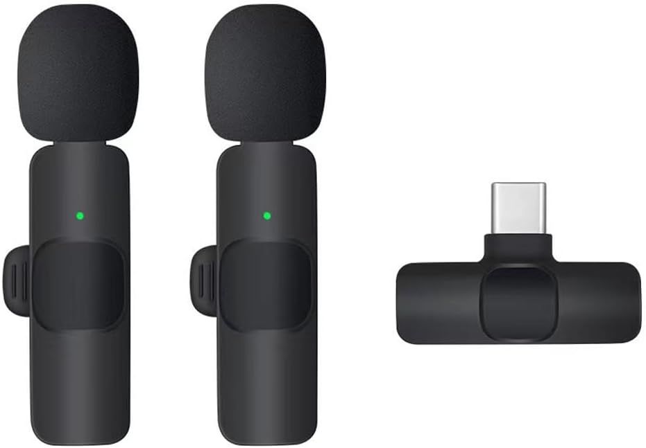 Rechargeable Wireless Type-C Microphone, Low Latency, Ideal for Interviews, TikTok, YouTube, Vlogging (2 Microphones)