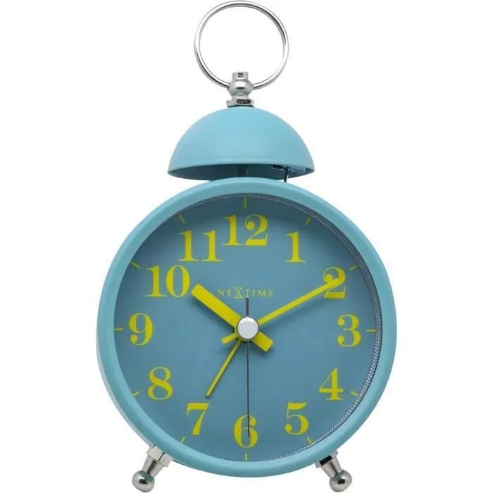 NeXtime Table Clock - 16cm Metal Turquoise Alarm Clock