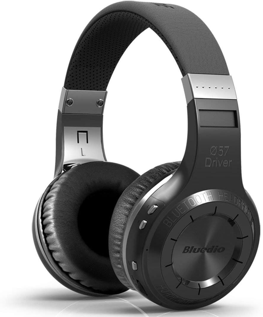 Auricular inalámbrico LAMPESECOENERGIE H, Bluetooth 5.0 con función en la nube/control de voz, auricular Bluetooth ultra liviano supraaural (sin ranura para tarjeta micro SD/radio FM) - Negro [Q171]