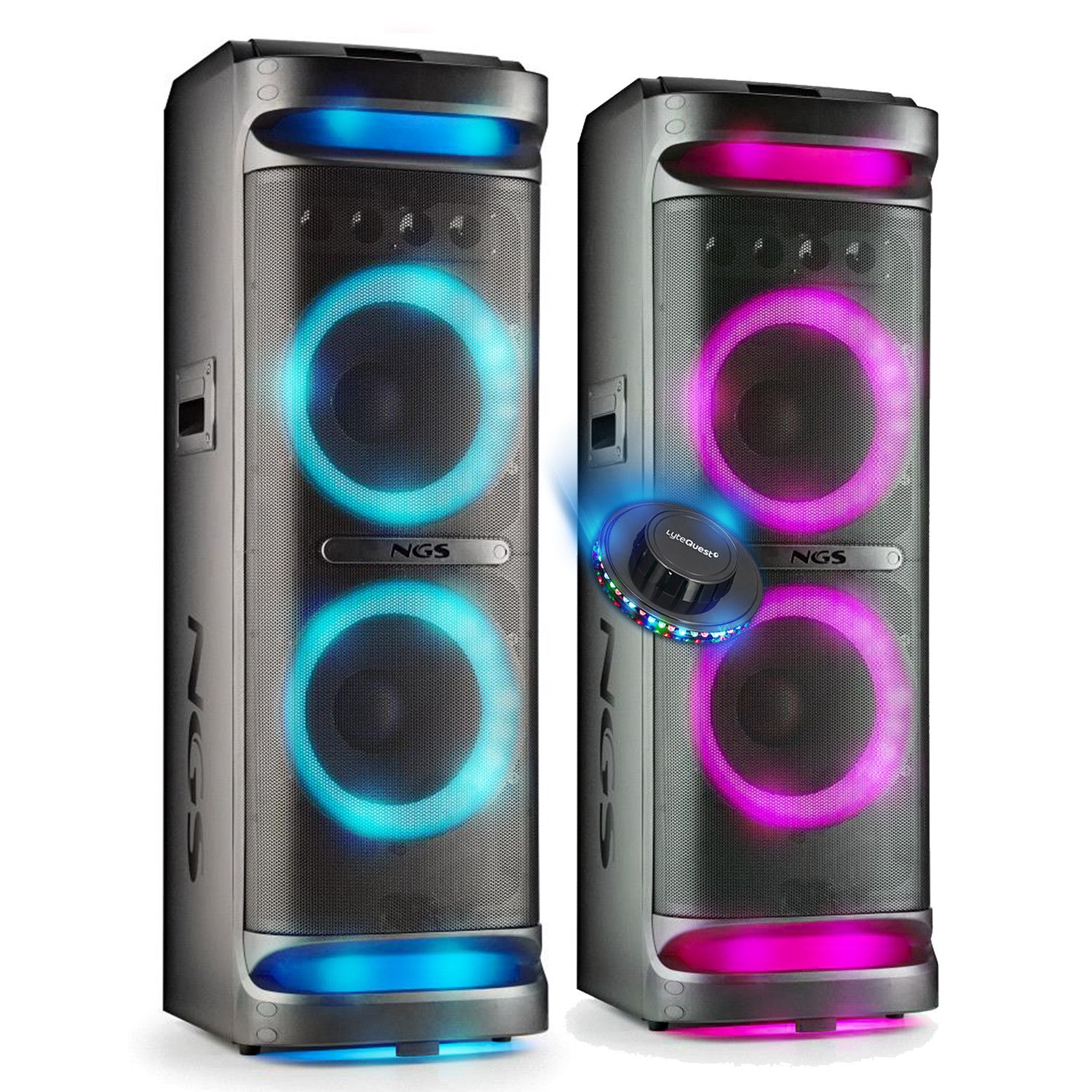 Pickering Active Speakers WILDSPACE3 - 8000W, Bluetooth, USB/AUX Input, LED Lights, TWS, Double 10" Subwoofer
