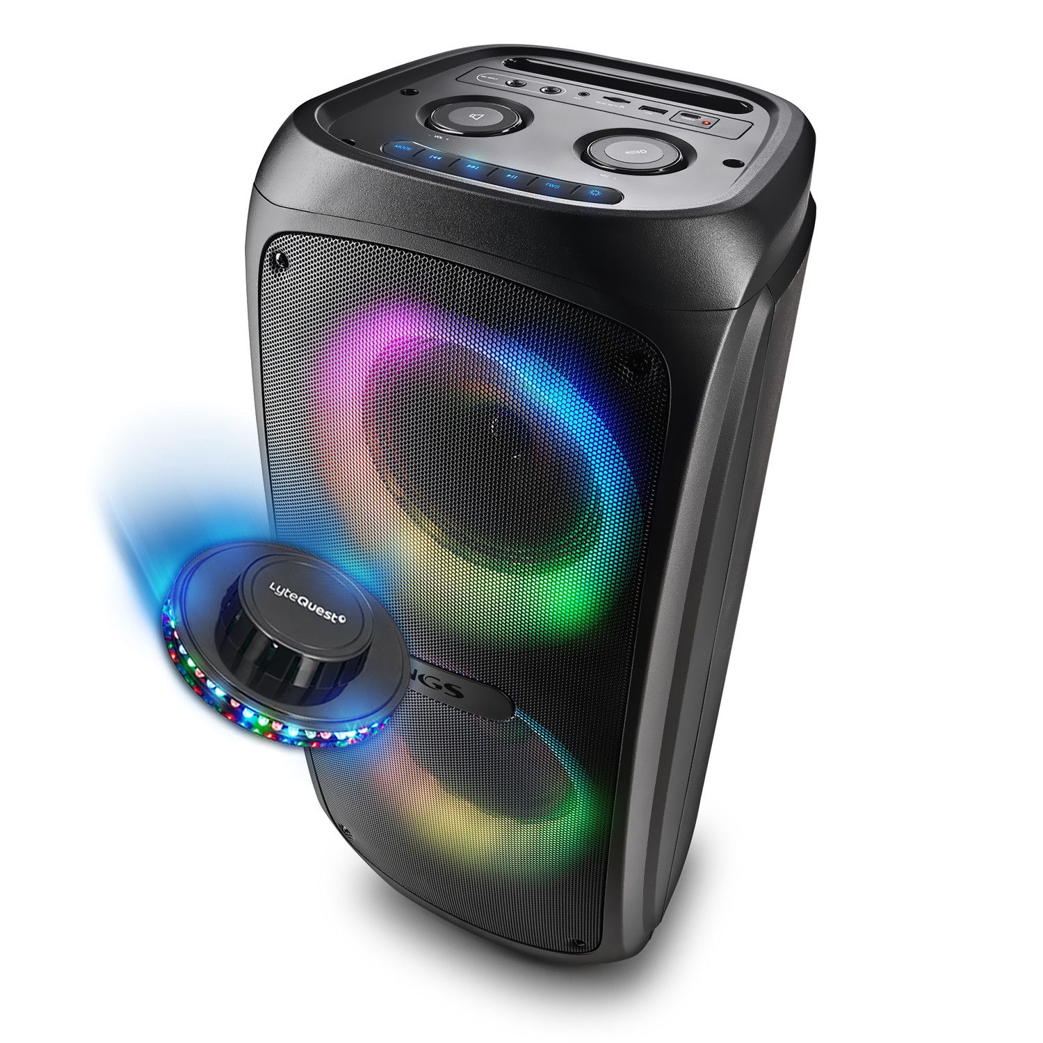 Altavoces Bluetooth Pickering Wildtemper - 200W, USB, Entradas de micrófono doble, Efectos de luz LED RVB, TWS
