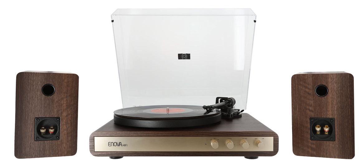Enova Hifi VELA VP2 Platine Vintage Hi-Fi System + Speakers - Dark Wood Finish