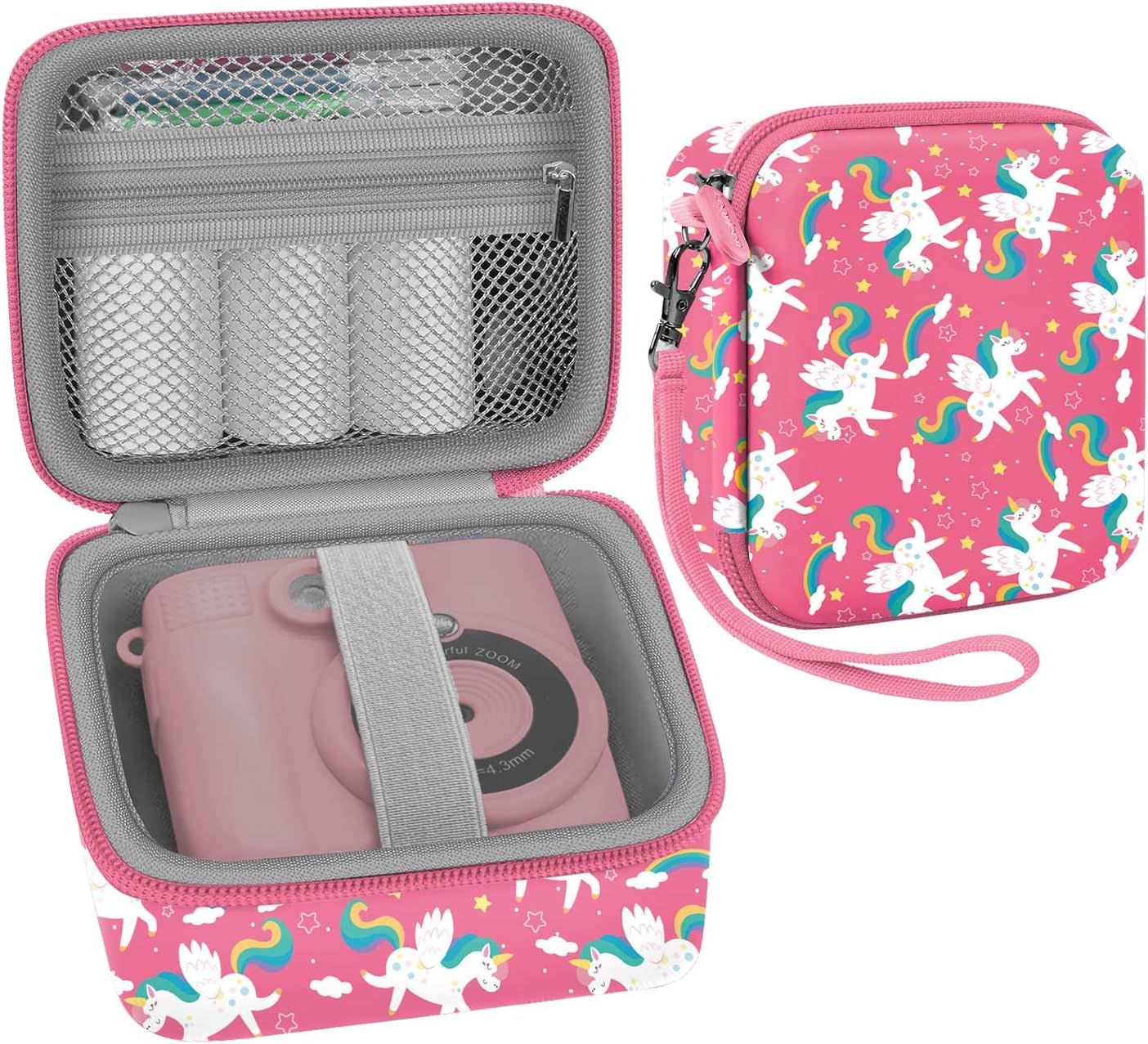Étui pour appareil photo pour enfants avec impression instantanée, compatible avec GREENKINDER/CAMCLID/Gofunly (seulement étui) - Licorne rose (Q81)