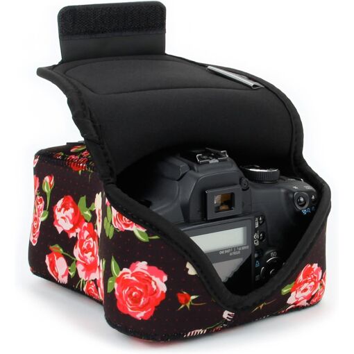 CBSDYFGYSUDF Digital DSLR Camera Case with Neoprene Protection and Belt Loop Holster for Canon EOS Rebel T7, 850D, D3500, D5600, and More (Q197)