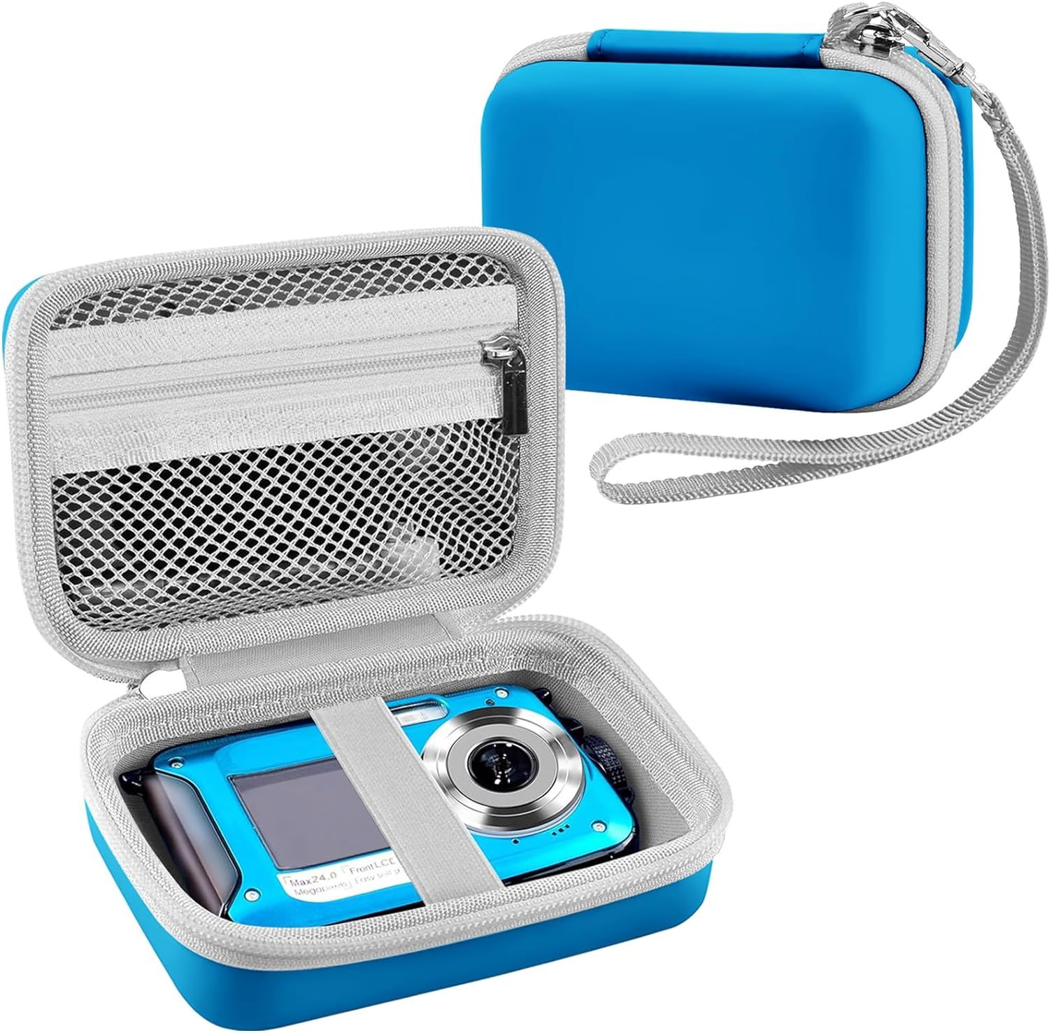 Waterproof Digital Camera Case, Compatible with Pixpro FZ55/Friendly ZoomFZ45/Yixinxin/WPZ2, Hard EVA Shell (Case Only) Blue (Q246)