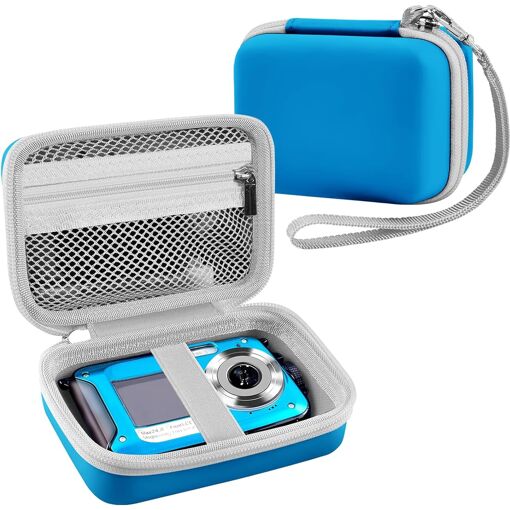 Waterproof Digital Camera Case, Compatible with Pixpro FZ55/Friendly ZoomFZ45/Yixinxin/WPZ2, Hard EVA Shell (Case Only) Blue (Q246)