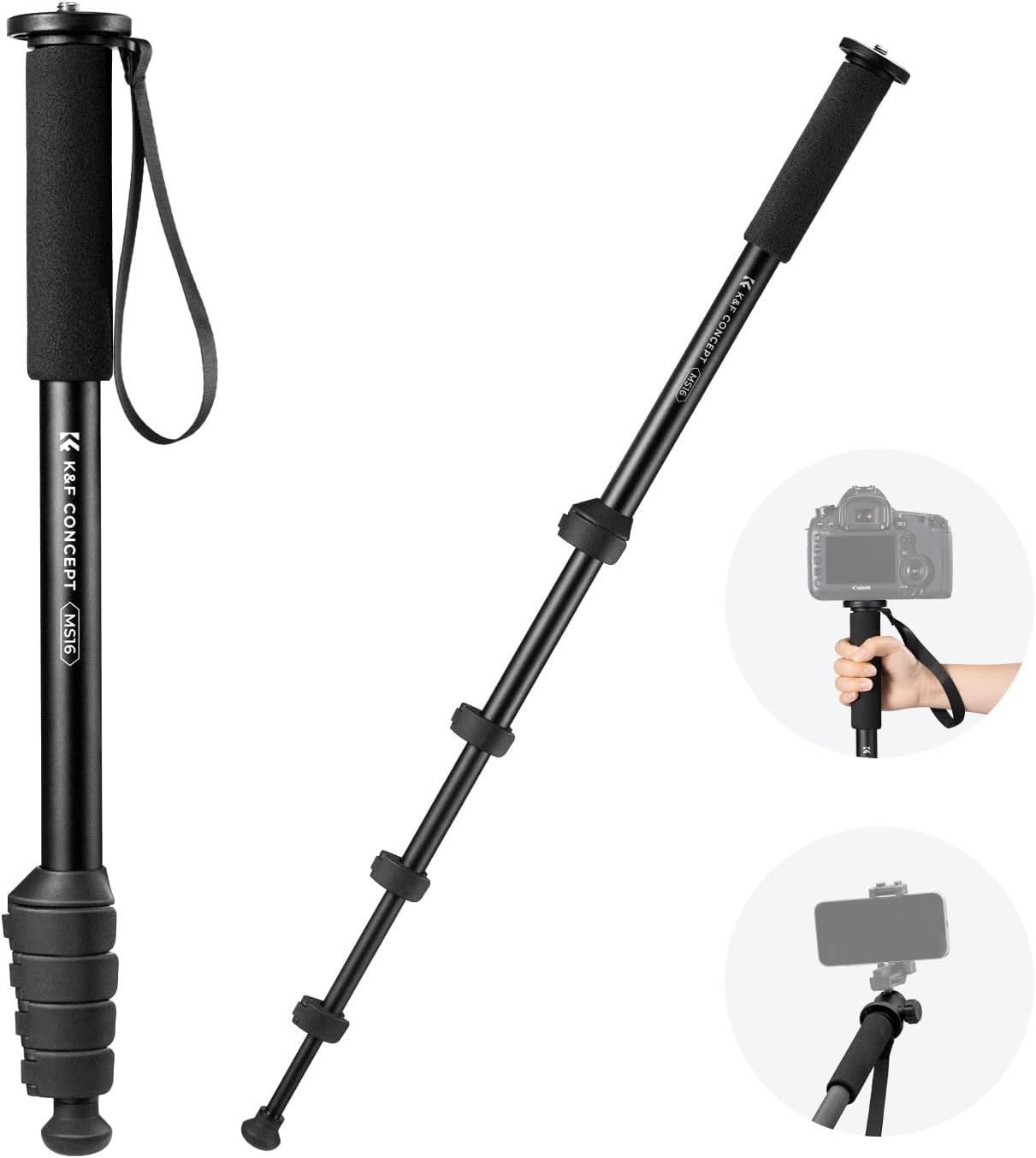 Monopode de voyage multifonction CBSDYFGYSUDF, extensible à 160 cm avec corde anti-perte pour GoPro DSLR