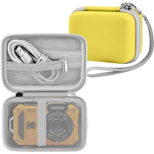 Waterproof Digital Camera Case, Compatible with Pixpro FZ55/Friendly Zoom FZ45/Yixinxin/WPZ2, Hard EVA Shell (Case Only) Yellow (Q273)