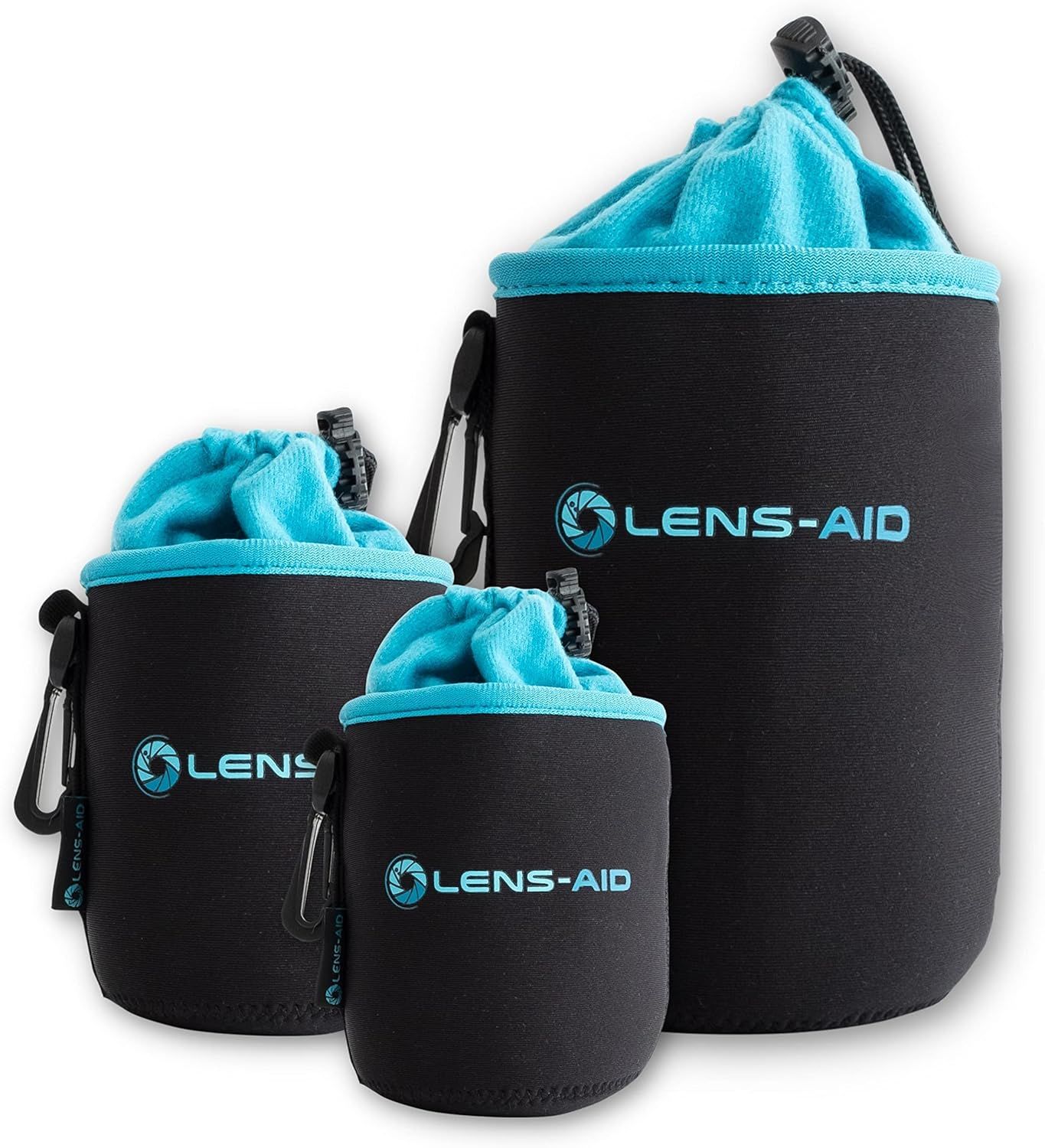 Photography Lens Case with Neoprene and Fleece Lining: Pouch, Bag for Protecting Lenses with Cord (Q280)