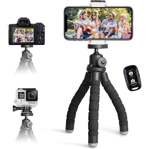 Trípode para teléfono móvil CBSDYFGYSUDF, mini trípode para smartphone y cámara con control remoto Bluetooth (Q661)