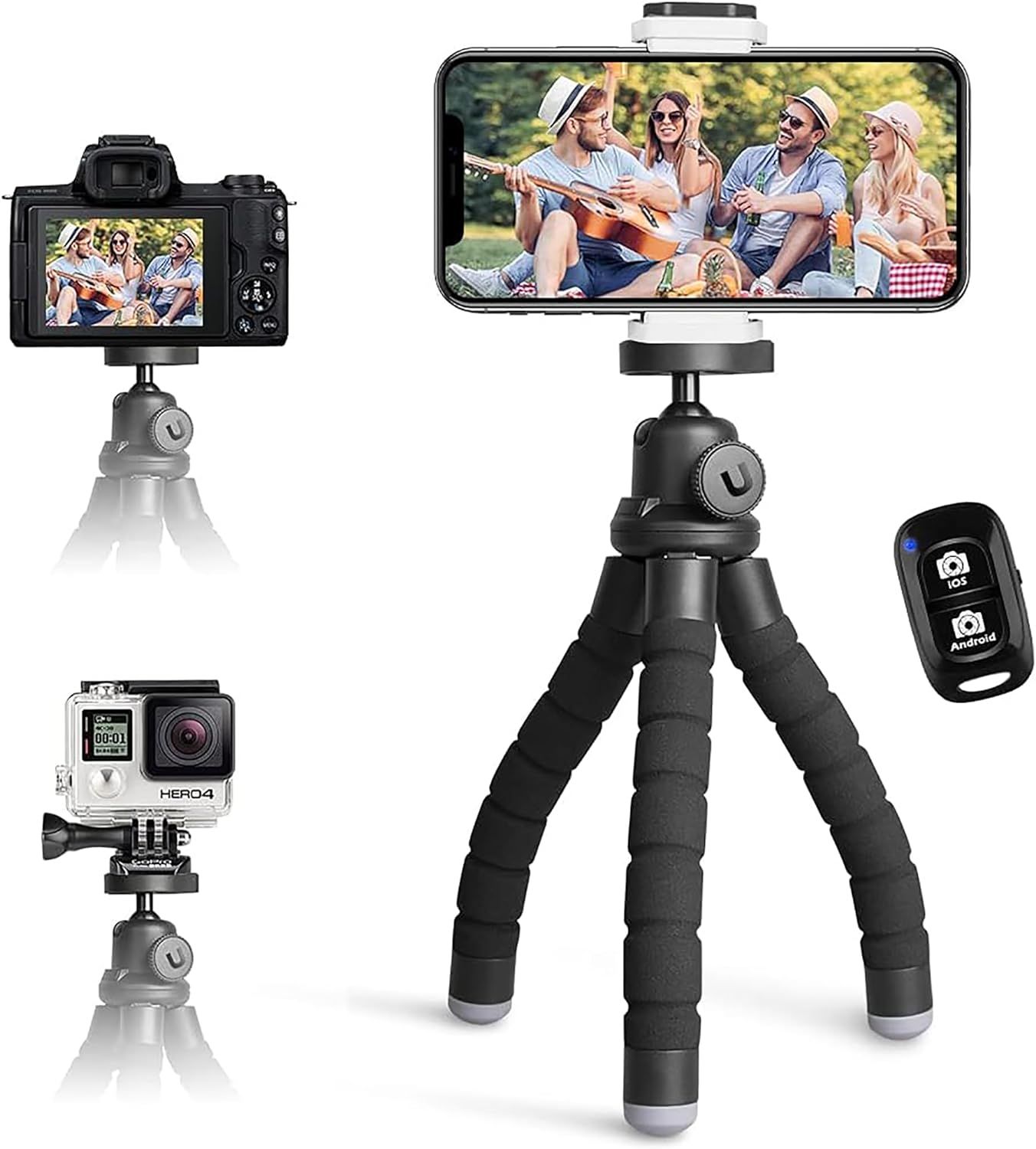 CBSDYFGYSUDF Phone Tripod, Mini Smartphone and Camera Tripod with Bluetooth Remote (Q661)