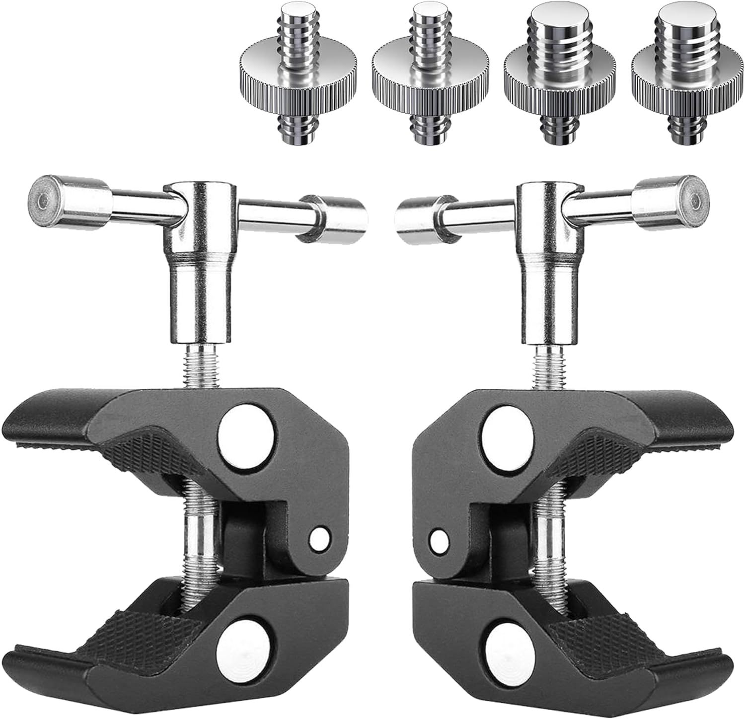 Super Clamp Pince pour Trépied 2 Pièces avec Filetage 1/4 et 3/8, Adaptateur Vis pour Appareil Photo