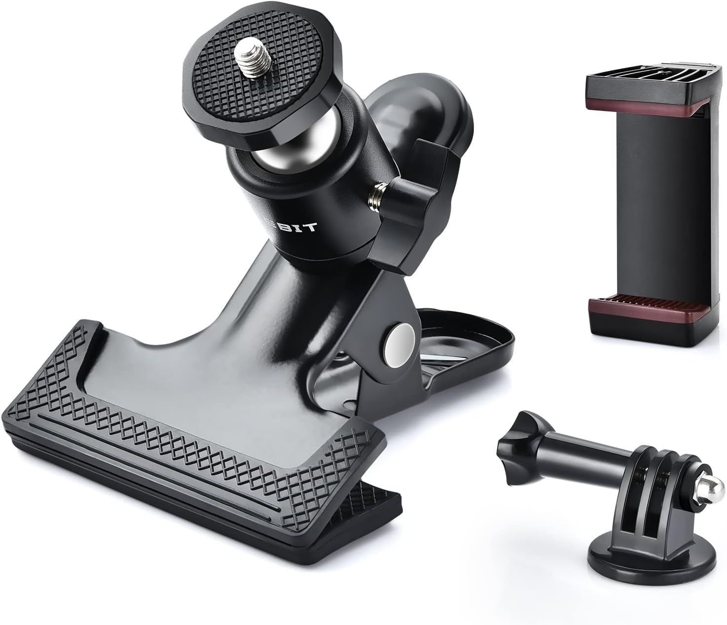 Metal Reflector Clamp with Pivoting Head, 360° Studio Photo Arm for Flash, Mobile Phone and GoPro Adapter (Q811)