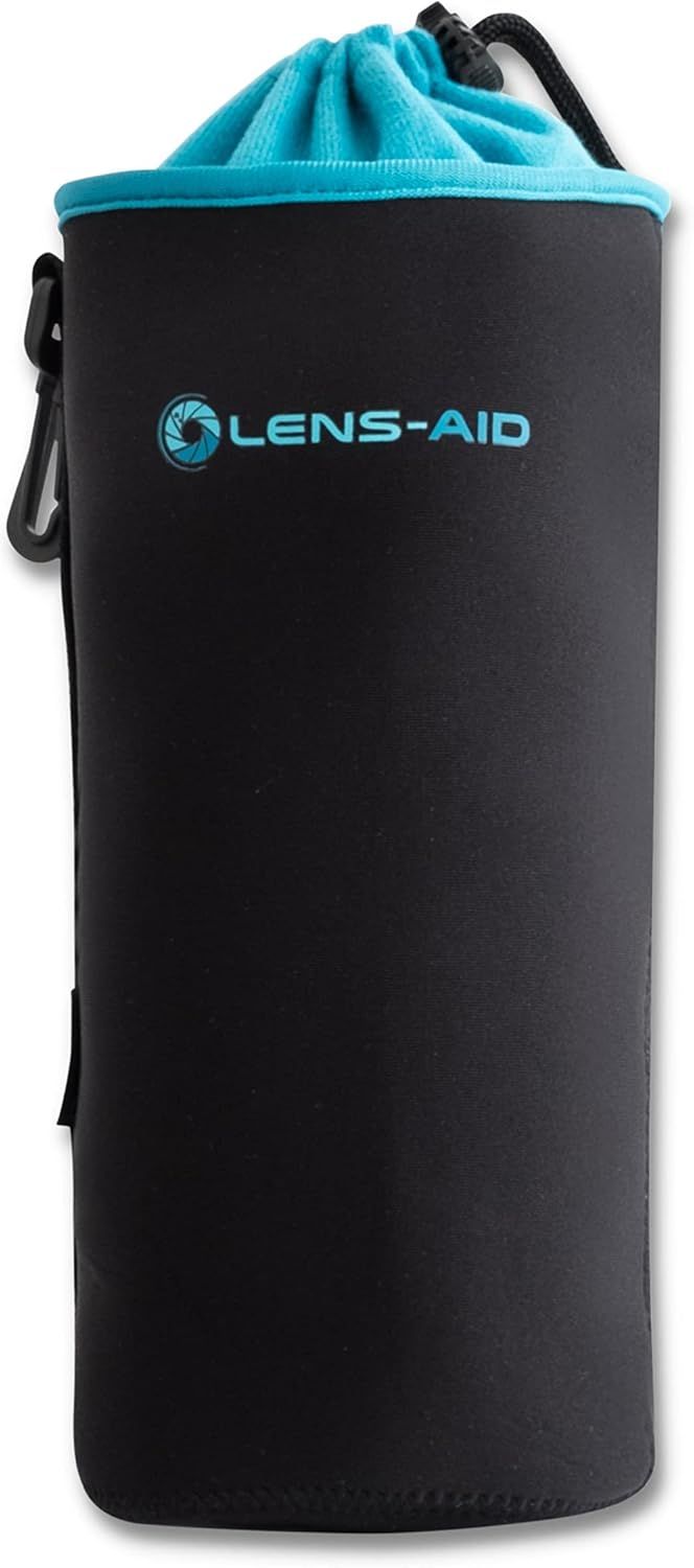 Camera Lens Case with Neoprene and Polar Fleece Lining: Pouch for Protecting Lenses with Cord (Q831)