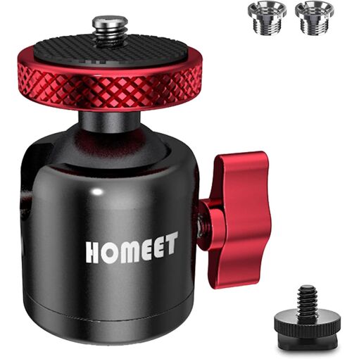 Cabezal de cámara CBSDYFGYSUDF de metal con soporte para trípode, adaptador de hilo de montaje de flash de 1/4" y 3/8", apto para cámaras, reflejos, trípodes, monopodas y flashes