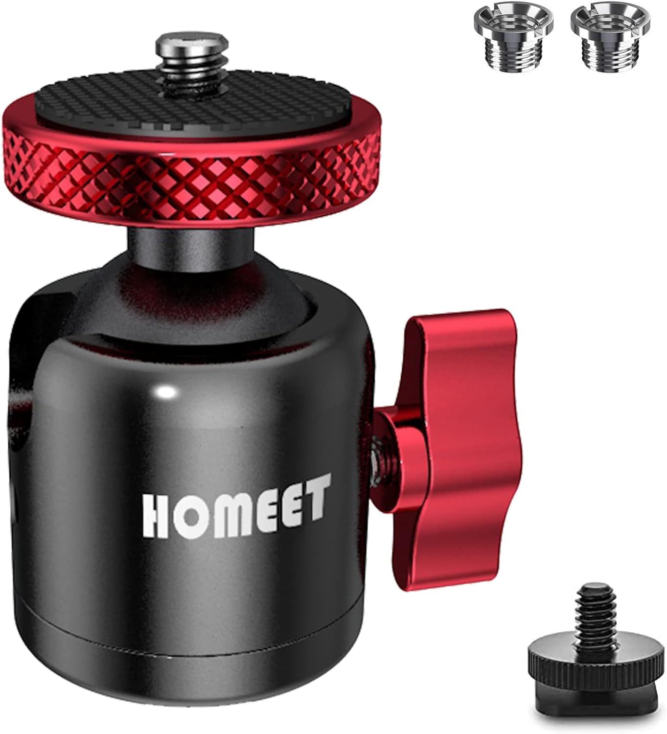 Cabezal de cámara CBSDYFGYSUDF de metal con soporte para trípode, adaptador de hilo de montaje de flash de 1/4" y 3/8", apto para cámaras, reflejos, trípodes, monopodas y flashes