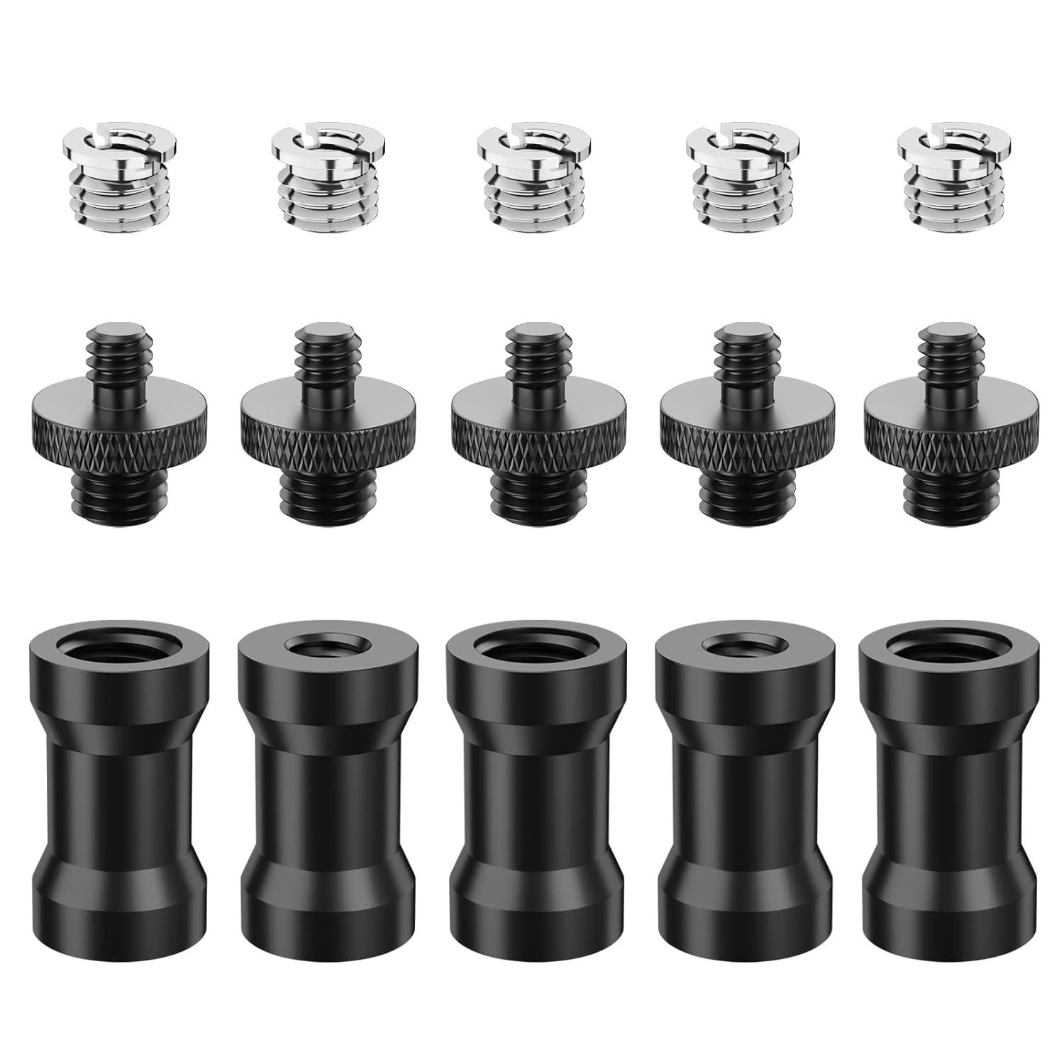 15-Piece Camera Thread Adapter - 1/4 to 3/8 Thread Converter for Tripod, Camera Support, Monopod, Camera Cage, Head and More (Q883)