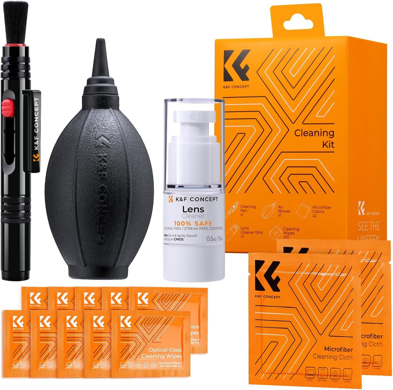 15-in-1 Photo Cleaning Kit: Blowout Duster + 2 Microfibre Cloths + 10 Wipes + Pen + 15ml Liquid Solution (Q916)