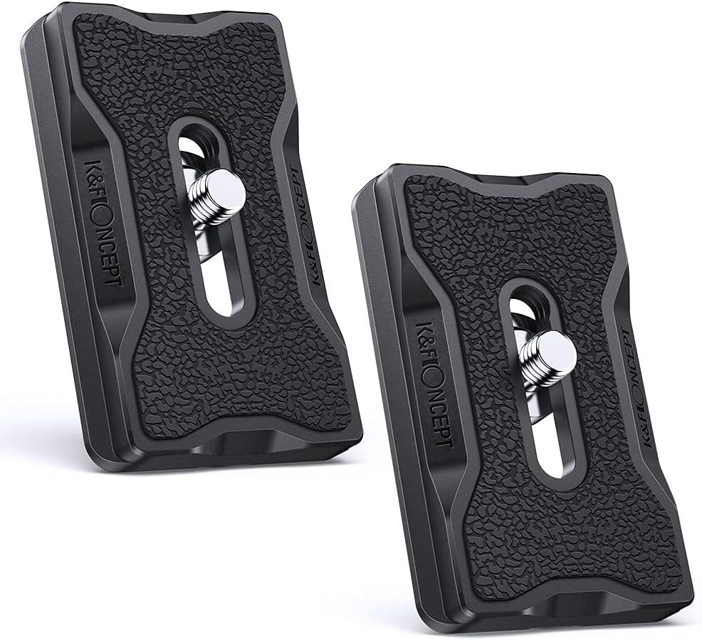 Par de platos de liberación rápida con adaptador de 1/4'' de aluminio para montaje de trípode de cámara DSLR