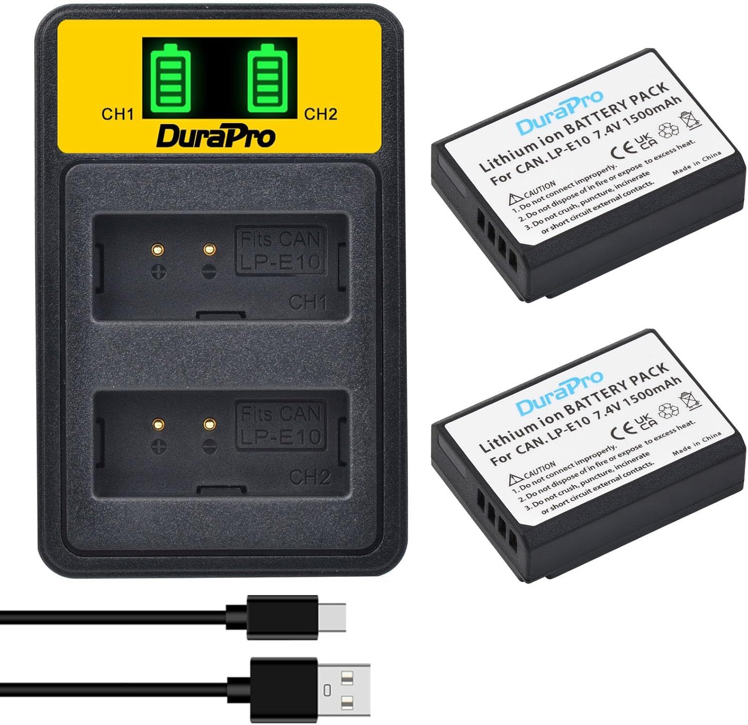 LP-E10 Battery Duo Pack with Double USB Charger for Canon Cameras