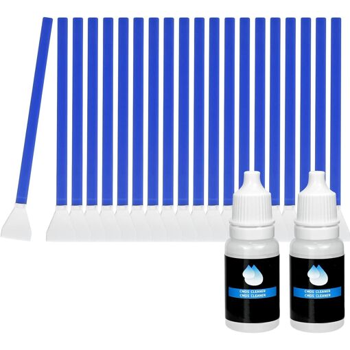 Kit de limpieza para sensor de cámara DSLR/SLR (20 paños de limpieza de 24 mm de marco completo + 2 frascos de solución de limpieza de 10 ml)