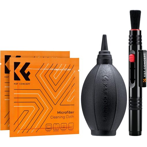 Kit de limpieza 4 en 1 para objetivos de cámara DSLR (cepillo de limpieza + paño de microfibra + soplador) (Q1095)