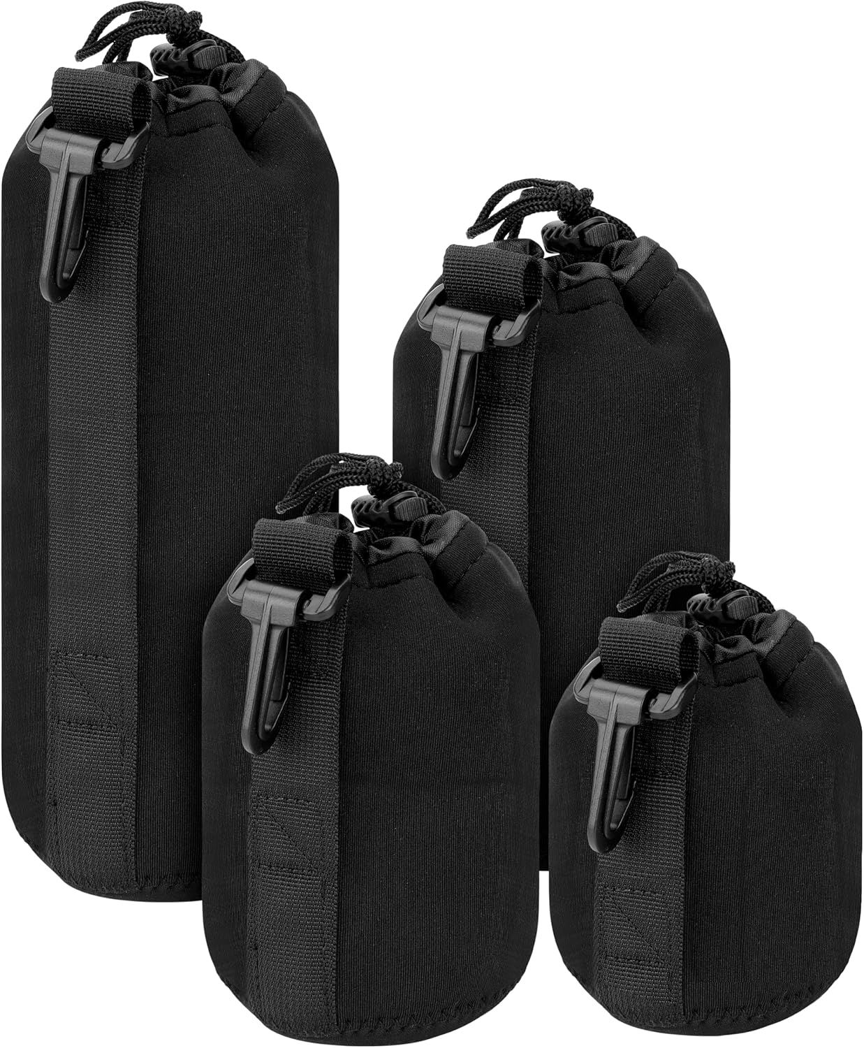 CBSDYFGYSUDF Photo Lens Cases Set (4) - Black Waterproof Neoprene Universal Camera Lens Case (Small, Medium, Large & XL)