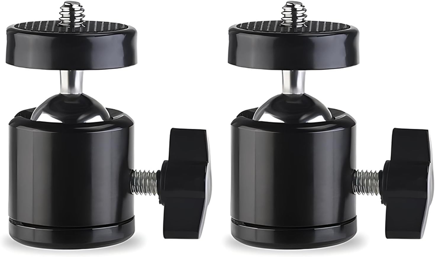 Cabeza de trípode CBSDYFGYSUDF Mini, juego de 2 cabezas giratorias mini, con rosca de 1/4'', compatible con cámaras, cámaras de video, soportes de iluminación, monopies y tripodes (Negro) (Q1433)