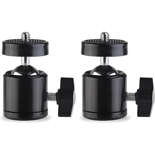 CBSDYFGYSUDF Mini Tripod Head, 2-Piece Mini Rotating Head, with 1/4" Threaded Hole, Compatible with Cameras, Camcorders, Lighting Stands, Monopods, Tripods (Black) (Q1433)