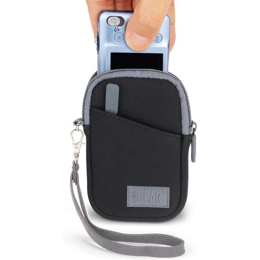 Étui pour appareil photo numérique compact, sac en néoprène résistant et doux à l'intérieur - Compatible avec Canon, Sony, Nikon, Pentax, GoPro et plus - Noir (Q1437)