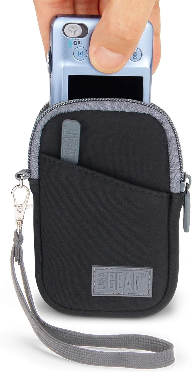 Compact Digital Camera Bag, Waterproof Neoprene Case with Soft Interior - Compatible with Canon, Sony, Nikon, Pentax, GoPro and More - Black (Q1437)