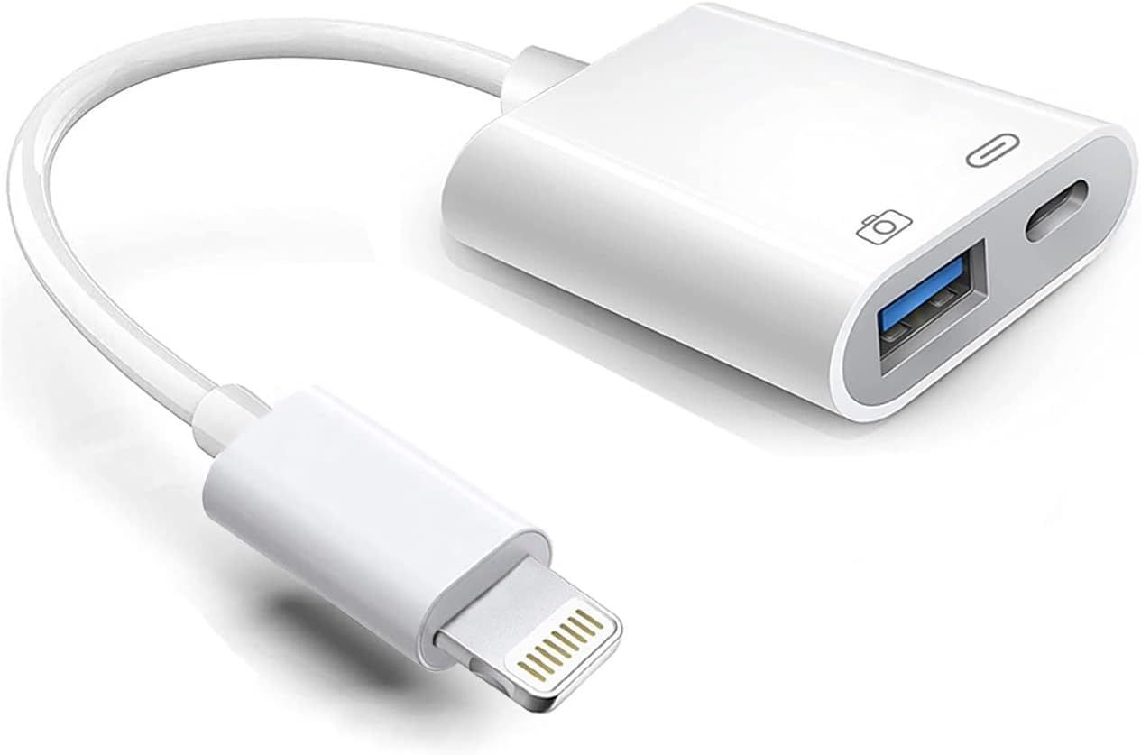 Lightning to USB Adapter for Camera with Charging Port