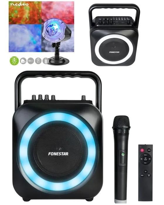 Fonestar Portable Karaoke Speaker - Pro Party - 100W Bluetooth with LED RGB Lights