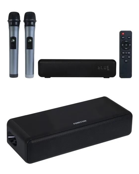 Fonestar Portable Soundbar - 30W UHF - Bluetooth 5.0 - 2 Wireless Microphones - Echo Effect