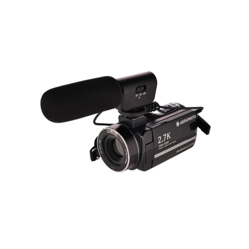 Agfa Photo Realimove CC2700 - Digital Camcorder, 2.7K Video, 24MP, 3'' Touchscreen, 18x Zoom, Remote Control, 2 Batteries, External Microphone, Lithium Battery - Black