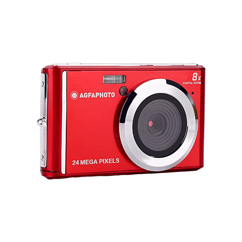 Agfa Photo Realishot DC5500 - Cámara Digital Compacta de 24 MP, Pantalla LCD de 2,4', Zoom Digital 8x, Vídeo HD 720p, Memoria Externa SD, Batería de Litio - Rojo